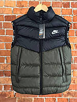 Мужская Жилетка Nike Из Не Продуваемой Плащевки Мужская Черная С Зеленым Безрукавкой Найк Денвер Чоловіча