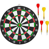 Дартс 37 см класична мішень із дротом і поділом на 20 секторів + 6 дротиків