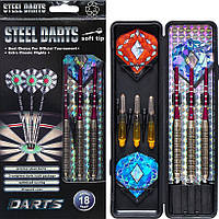 Дротики для дартсу професійні 3шт по 18 грам метал наконечники + пластик для електронного дартсу 3шт