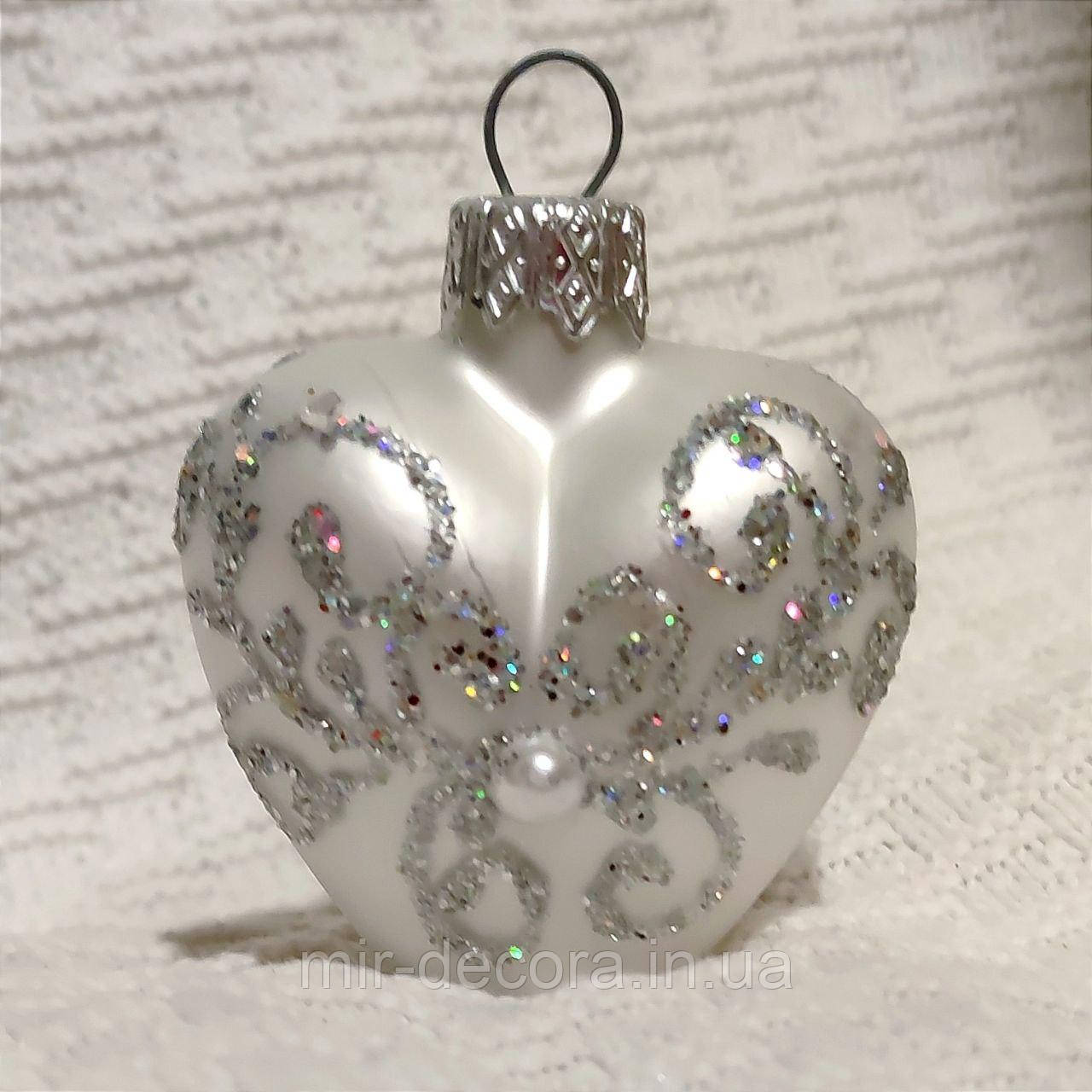 Новорічна прикраса зі скла Серце маленьке, фото 1