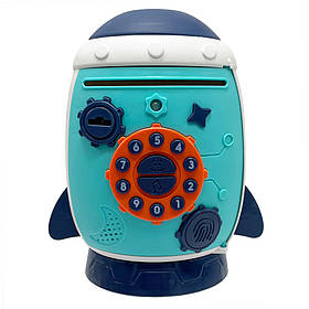 Дитячий банківський термінал "Ракета" Bambi MK 5401 музика, звуки тварин, ключ Бірюзовий, Toyman