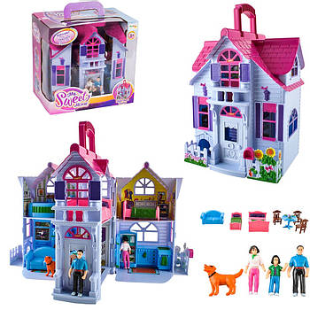 Ляльковий будиночок з набором іграшок та меблями Limo Toy F611 Розкладний будиночок на два поверхи