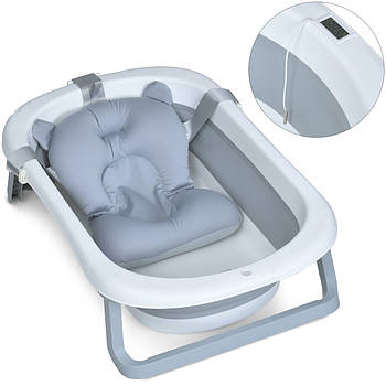 Дитяча складна ванна з вкладишем і термометром 77.5х48х20.5 см для купання El Camino ME 1151 Gray Сірий