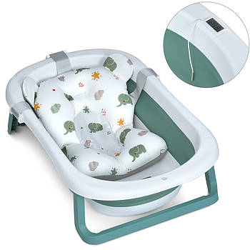 Дитяча складна ванна з вкладишем і термометром 77.5х48х20.5 см для купання El Camino ME 1151 Deep Green