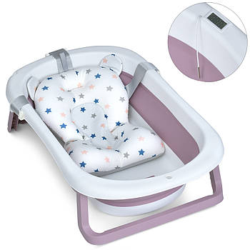 Дитяча складна ванна з вкладишем і термометром 77.5х48х20.5 см для купання El Camino ME 1151 Lilac