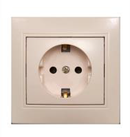 Розетка 1-на з заземленням крем BK-2007