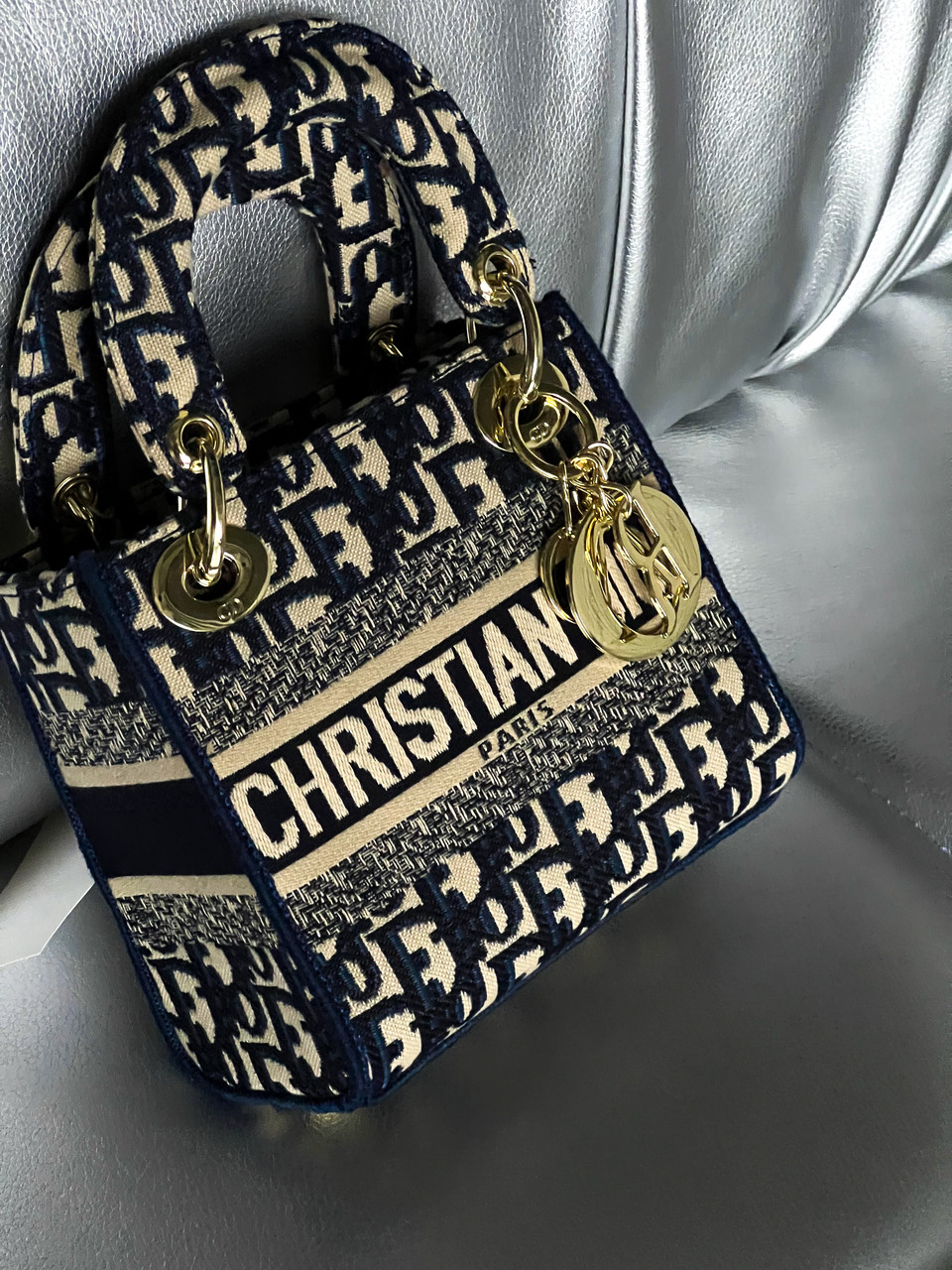 Жіноча сумка Леді Діор синій класичний міні Преміум'якість Christian Dior, фото 1