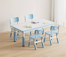 Регульований столик з мольбертом Terrio та 4 стільці ( Блакитний)