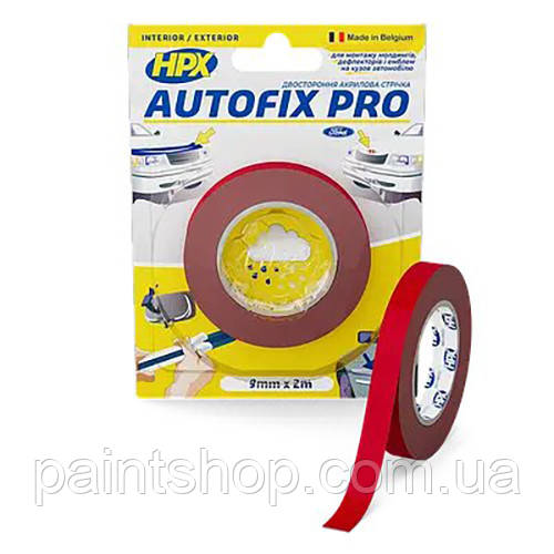 Стрічка двостороння акрилова HPX Autofix PRO HSA 9 мм х 2 м Cіра блістер, фото 1