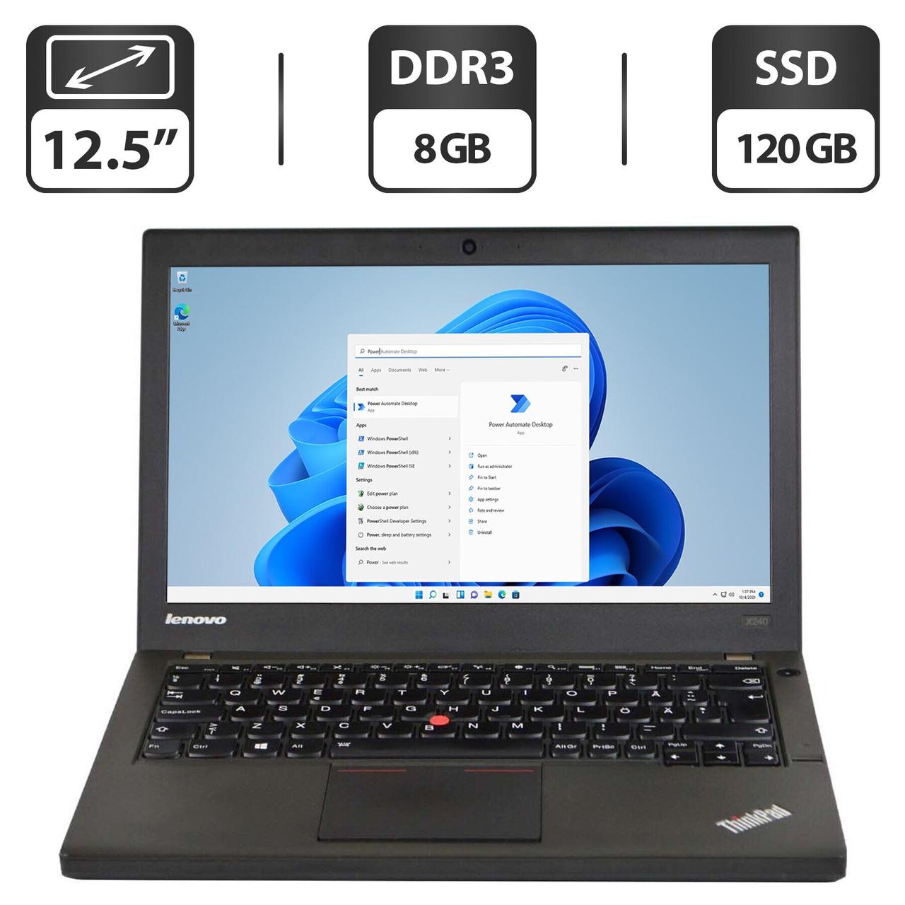 Нетбук Lenovo ThinkPad X240/ 12.5" (1366x768)/ Core i5-4200U/ 8 GB RAM/ 120 GB SSD/ HD 4400