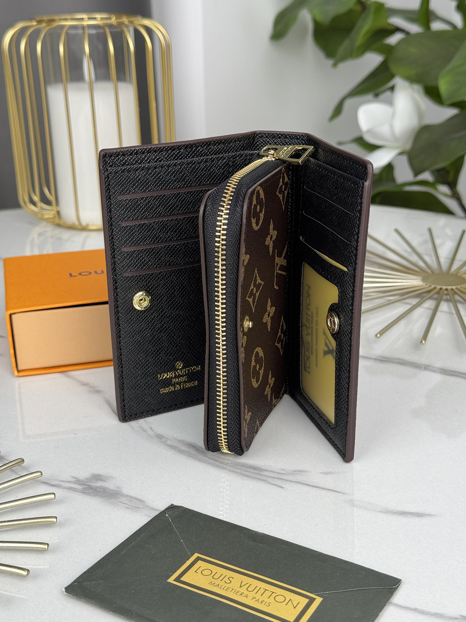 Жіночий гаманець Louis Vuitton коричневий + чорний Луї Віттон книжка, фото 1