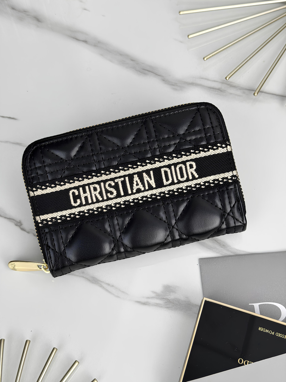Гаманець Dior жіночий Гаманець Діор чорний із написом