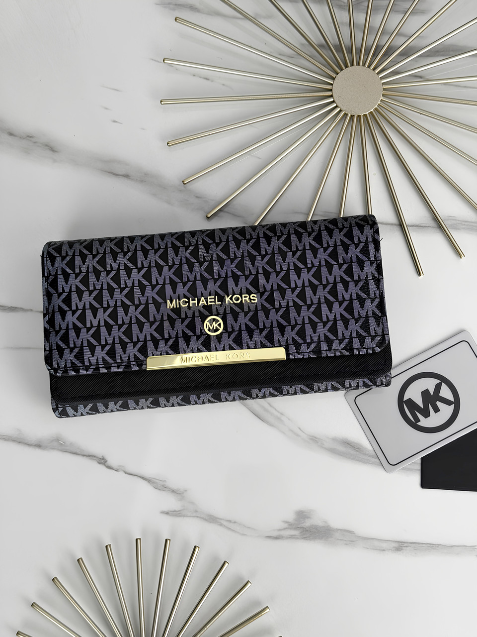 Гаманець Michael Kors великий подвійний Мішал Корс жіночий чорний
