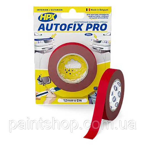 Стрічка двостороння акрилова HPX Autofix PRO HSA 12 мм х 2 м Cіра блістер, фото 1