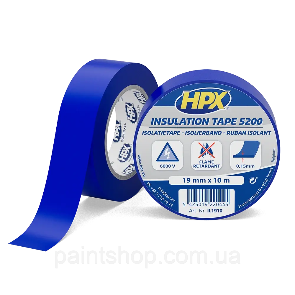 Стрічка ПВХ ізоляційна HPX 5200 19 мм х 10 м Синя плівка, фото 1