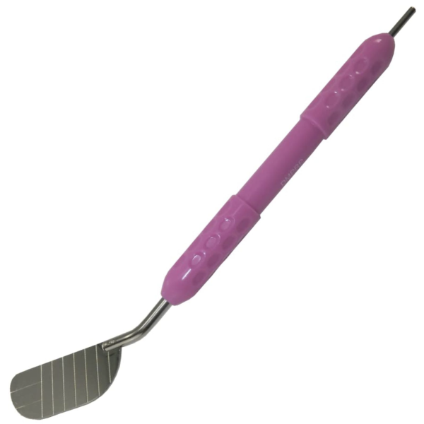 Дзеркало інтраоральне D-MPR-02 металеве марковане паралельними лініями силіконова ручка заднє, фото 1