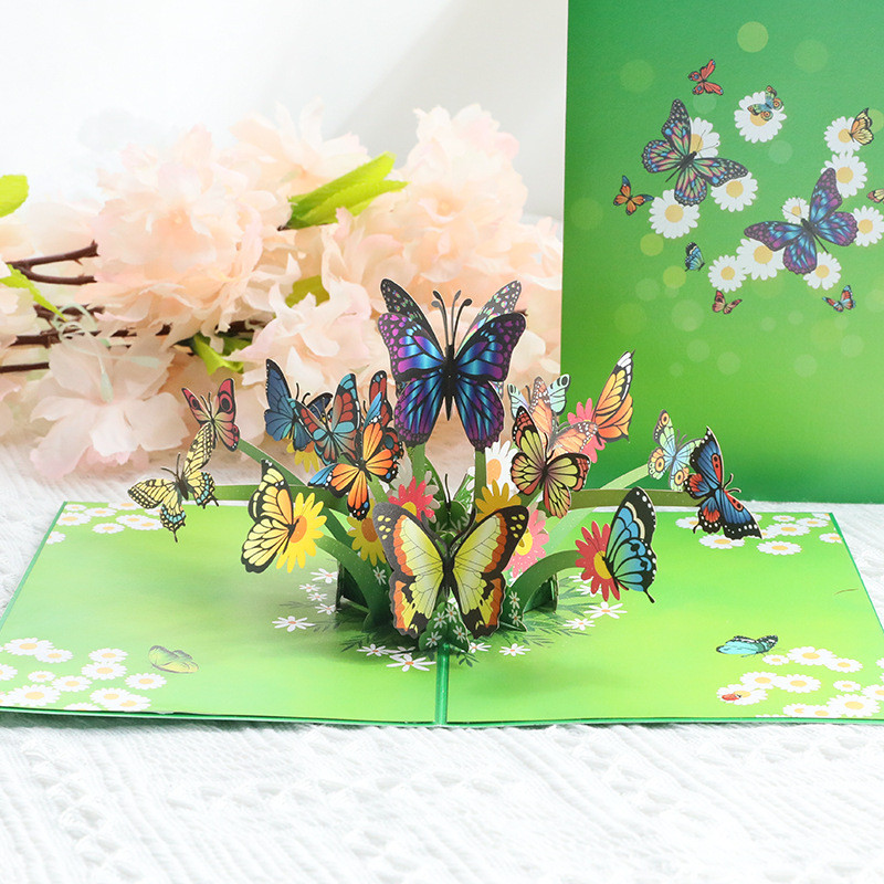 Листівка вітальня. 3D-кришка в стилі Орігамі Танабата, "Метелик" "Butterfly" тривимірний подарунок ручно, фото 1