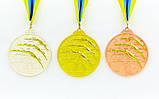 Медаль спортивна зі стрічкою двоколірна Плавання (метал, покриття 2 тони,56 g золото, срібло, бронза) 10 шт., фото 4
