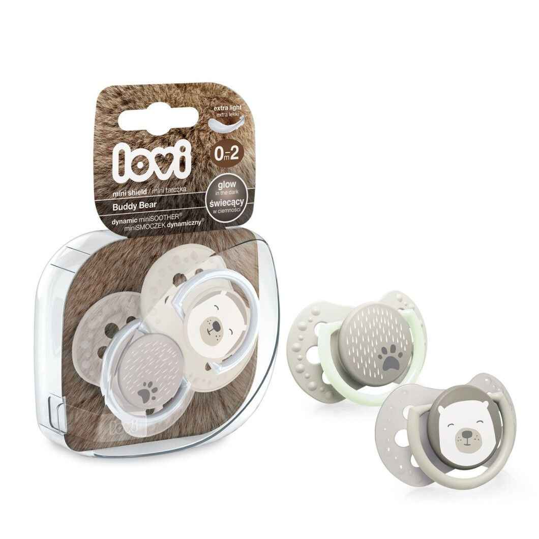Пустушка динамічна силіконова для новонароджених LOVI Buddy bear 0-2 міс., 2 шт.