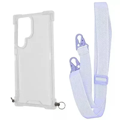 Чохол-накладка WAVE Clear Case with Strap Samsung Galaxy S23 Ultra Light Purple, фото 1