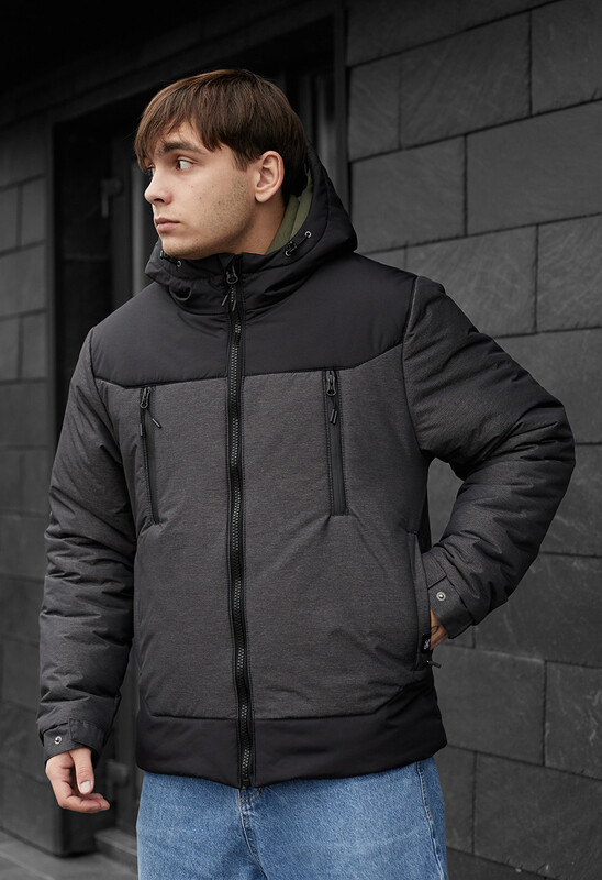 Двоколірна зимова куртка Staff she graphite & black