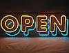 Неонова вивіска OPEN (відчинено) з кольоровими літерами 600 х 200 мм із пультом, фото 6