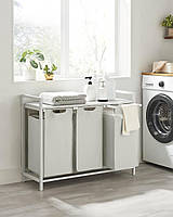 Кошик для білизни Leobert Chariot з трьома відділеннями 3 x 38 л білий - надійний магазин гарних цін UDstore