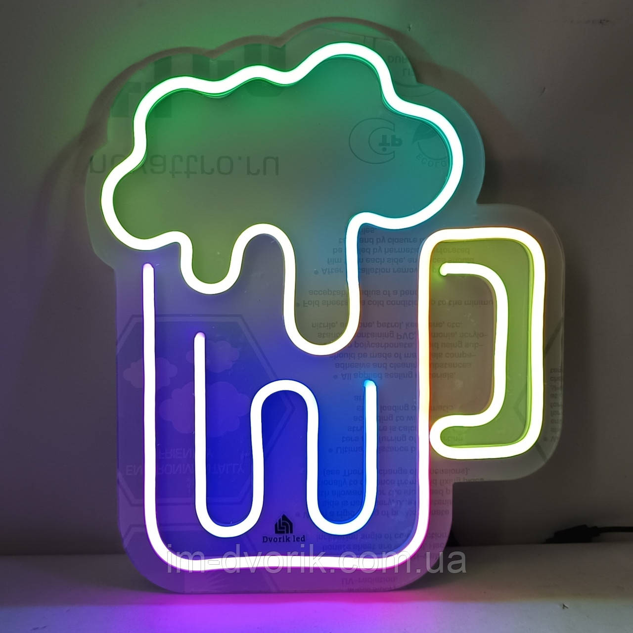 Неонова вивіска Smart Rgb Келих пива 380х330 мм з пультом