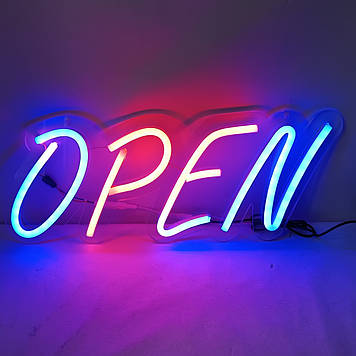 Неонова Smart Led rgb вивіска OPEN (відкрито) 500 х 200 мм з пультом