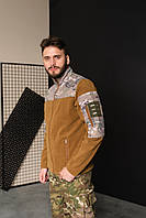 Кофта флісова чоловіча військова тактична з липучками під шеврони ЗСУ Мультикам 8159 46 розмір койот mayak