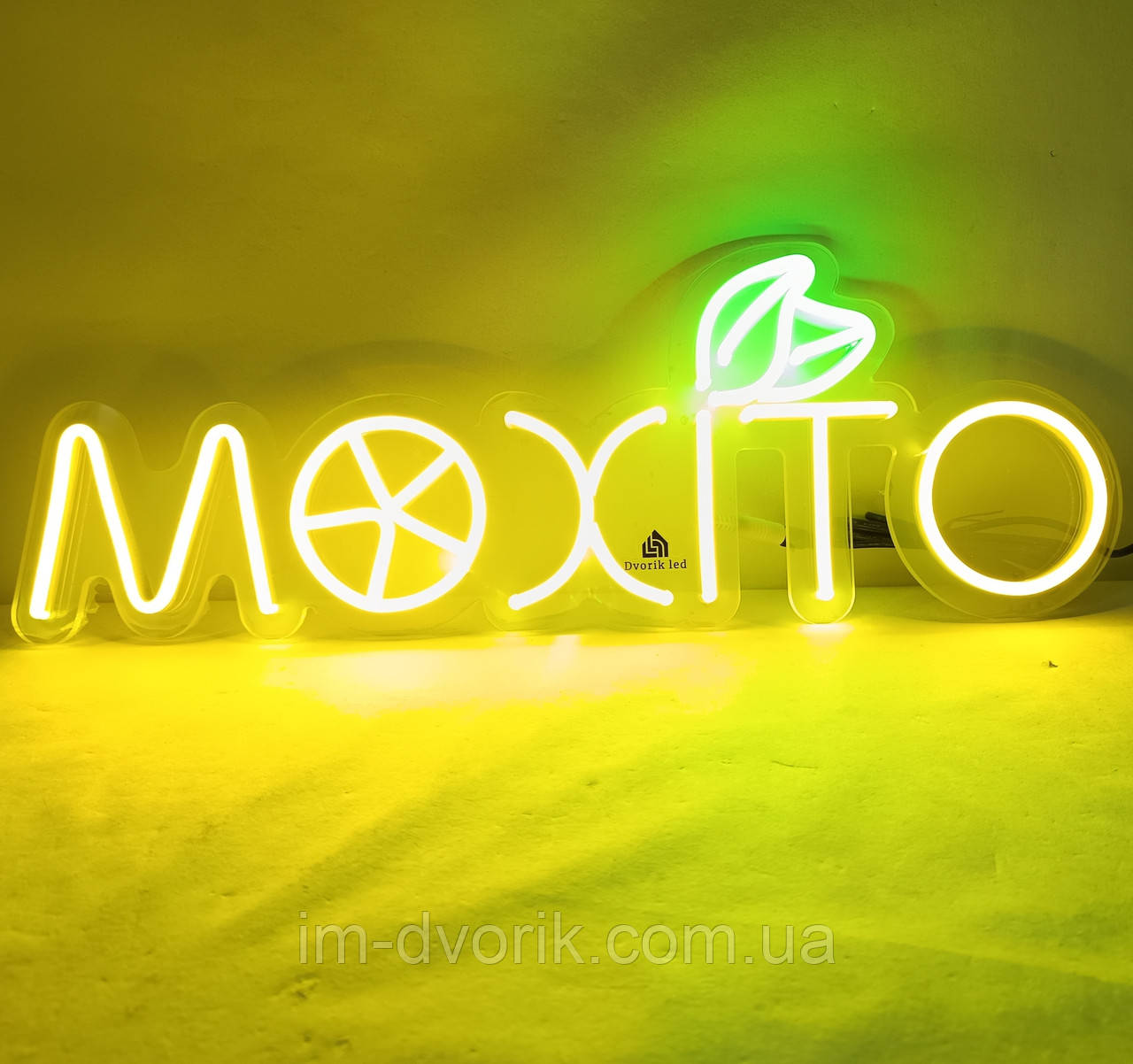 Неонова Led вивіска Мохіто 500х175 мм з диммером та блоком живлення