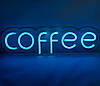 Вивіска Coffee неонова led neon Блакитна 485х140мм з пультом та блоком живлення, фото 3