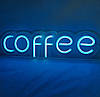 Вивіска Coffee неонова led neon Блакитна 485х140мм з пультом та блоком живлення, фото 4