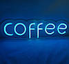 Вивіска Coffee неонова led neon Блакитна 485х140мм з пультом та блоком живлення, фото 5
