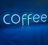 Вивіска Coffee неонова led neon Блакитна 485х140мм з пультом та блоком живлення, фото 6