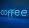 Вивіска Coffee неонова led neon Блакитна 485х140мм з пультом та блоком живлення, фото 7