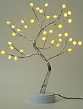 Настільний світильник сріблясте дерево Бонсай із квітами та гнучкими гілками Alfa 60 LED Теплий білий, фото 2