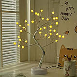 Настільний світильник сріблясте дерево Бонсай із квітами та гнучкими гілками Alfa 60 LED Теплий білий, фото 4