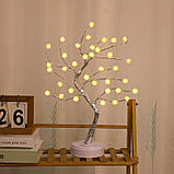 Настільний світильник сріблясте дерево Бонсай із квітами та гнучкими гілками Alfa 60 LED Теплий білий, фото 5