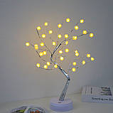 Настільний світильник сріблясте дерево Бонсай із квітами та гнучкими гілками Alfa 60 LED Теплий білий, фото 6