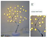 Настільний світильник сріблясте дерево Бонсай із квітами та гнучкими гілками Alfa 60 LED Теплий білий, фото 7