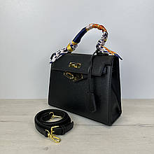 Сумка стильна з ручкою 25см золота фурнітура А25-1727 Чорна