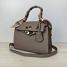 Сумка стильна з ручкою 25см золота фурнітура А25-1727 Бежева