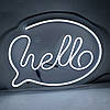Неонова вивіска Led Hello (привіт) біла 400х300 мм з контролером, фото 5