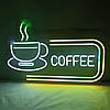 Вивіска Coffee чашка неонова led neon різнобарвна 600х370 мм із пультом, фото 7