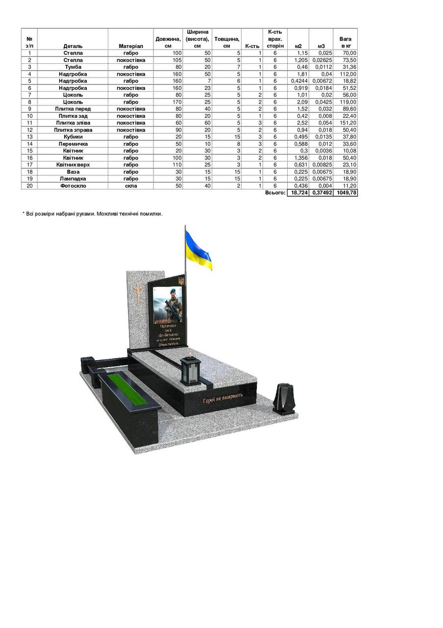 Пам'ятник герою України на могилу