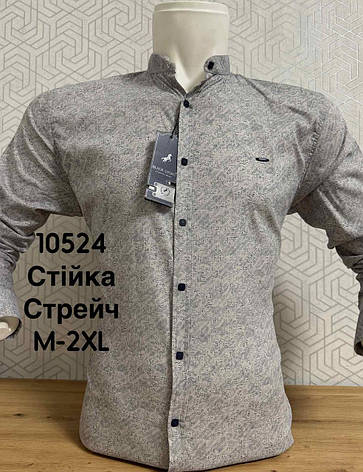 Стрейчева сорочка з довгим рукавом Black Stone, з принтом стійка, фото 1