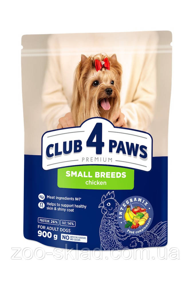 Клуб 4 Лапи DOG Adult Small Breeds Chicken для дорослих собак малих порід з куркою 0,9кг