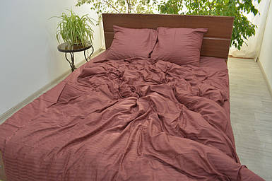 Постільна білизна сатин страйп Теракот