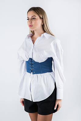 Корсет джинсовий із завʼязками спереду синій 10240 (2000000132358)